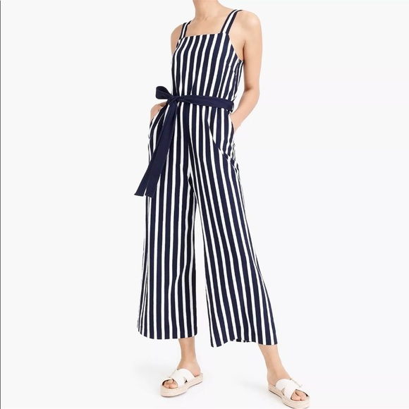 J. Crew Navy and White Striped Jumpsuit Sz 2 - Picture 4 of 14